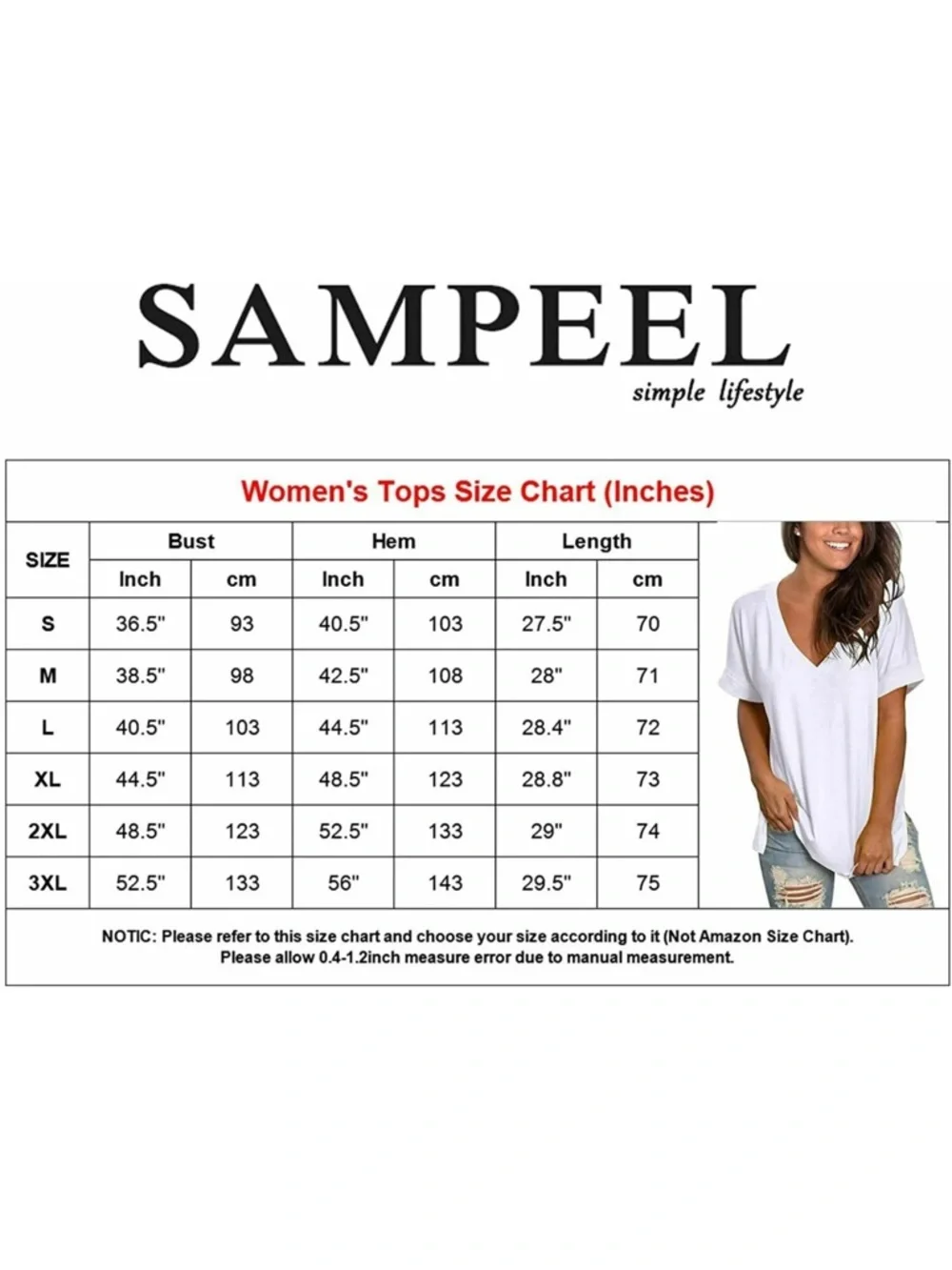 Sample White V-Neck Short Sleeve Tee - Casual Everyday Top - Picture 11 of 11